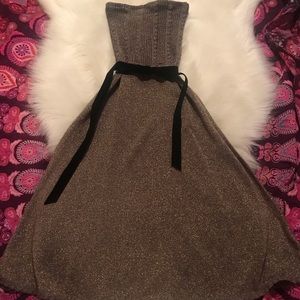 Free People gold strapless dress